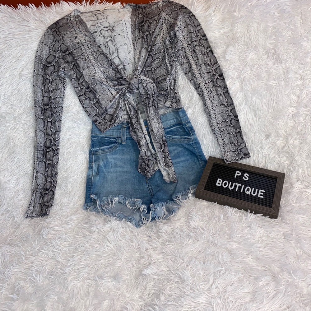 Tisha Snakeskin Tie Crop Top